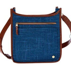 Samantha Brown To Go TWEED Crossbody Bag BLUE nwt